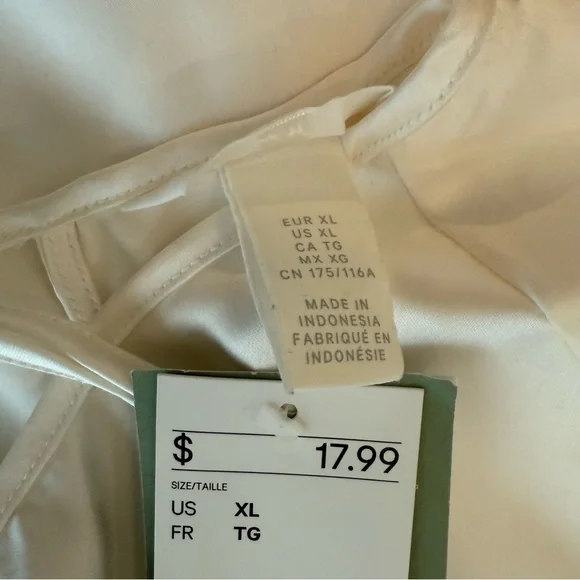H&M Cream Crop Tie Back Blouse - Picture 11 of 12